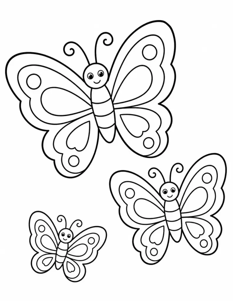 Three Butterflies Flying Together