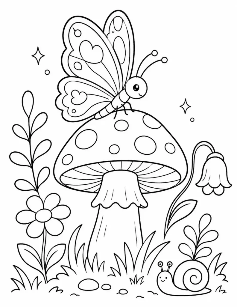 Butterfly on a Mushroom