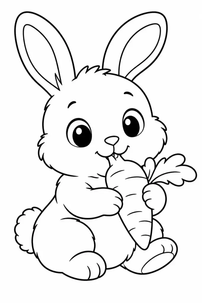 Fluffy Baby Bunny With a Carrot