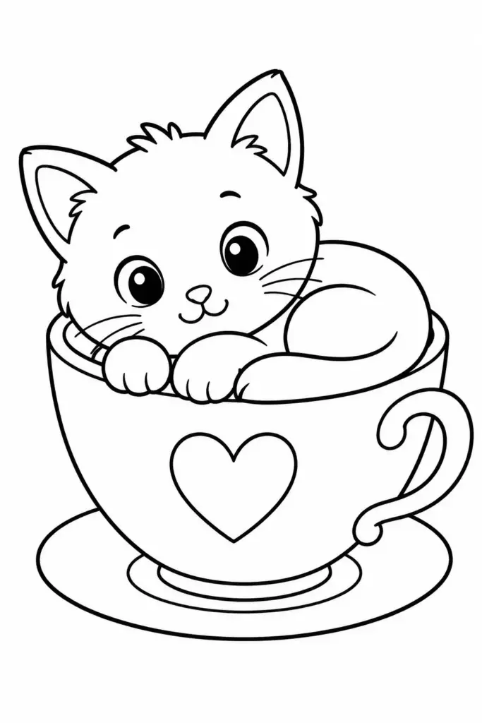 Kitten Curled in a Teacup