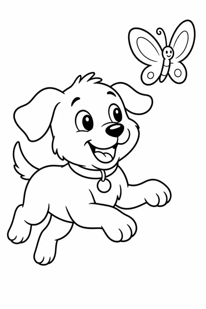 Puppy Chasing a Butterfly