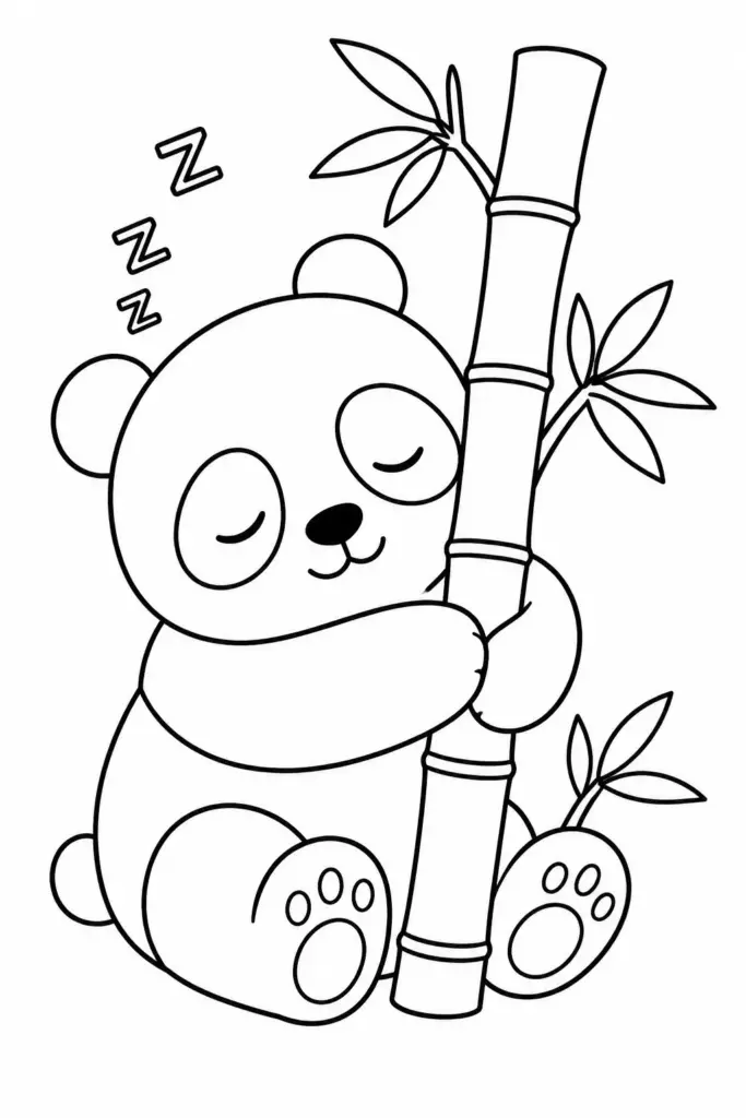 Sleepy Panda Hugging Bamboo