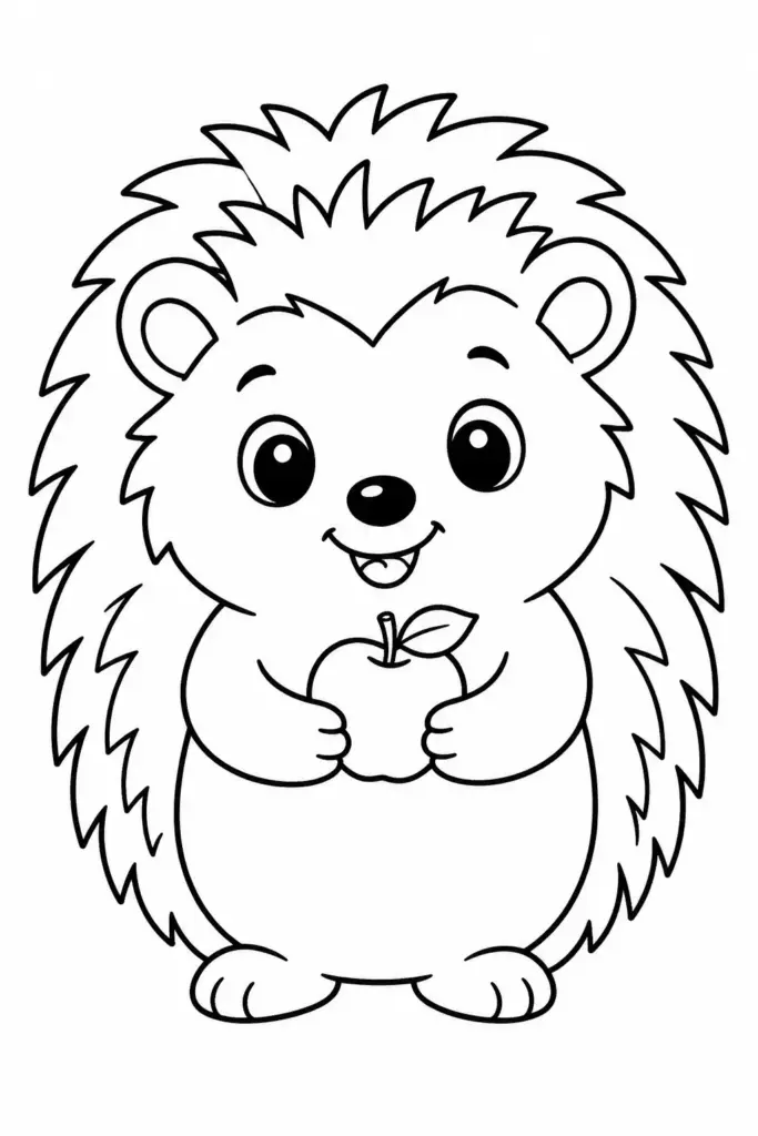 Hedgehog Holding an Apple