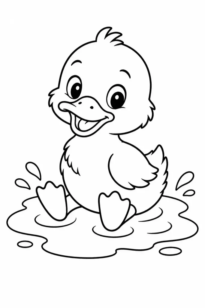 Baby Duckling in a Puddle