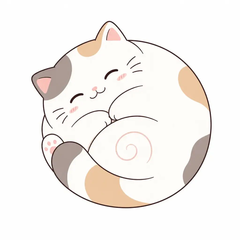 A Sleeping Cat Curled Into a Donut
