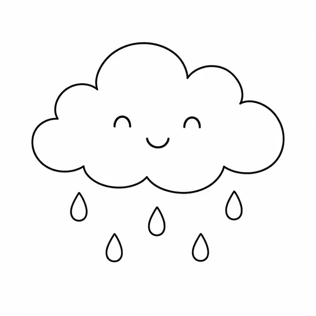 Smiling Cloud With Raindrops