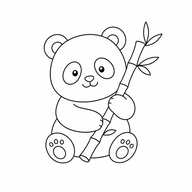 Panda With Bamboo