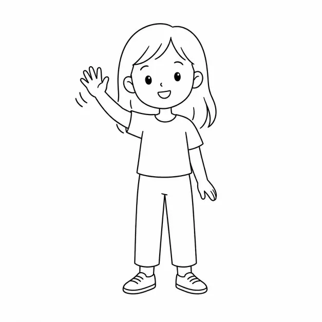 Girl Waving Hello