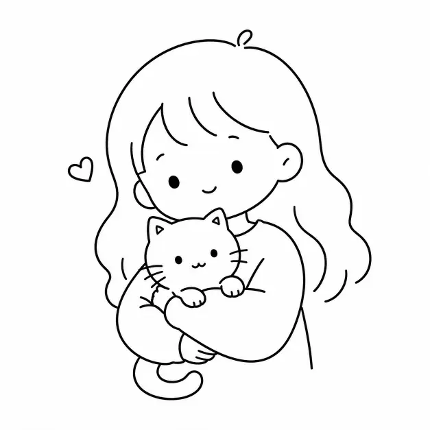 Girl Holding a Cat