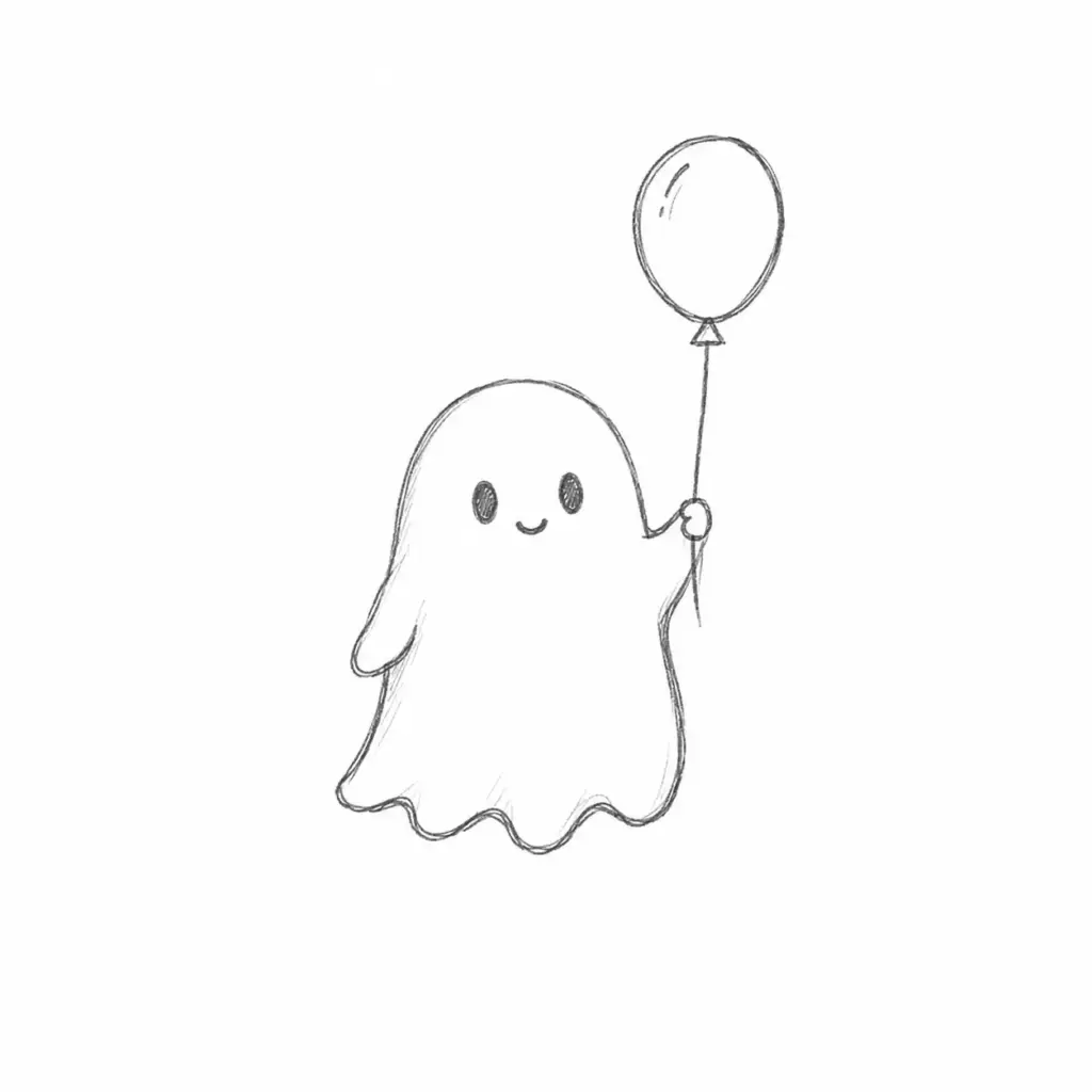A Ghost Holding a Balloon
