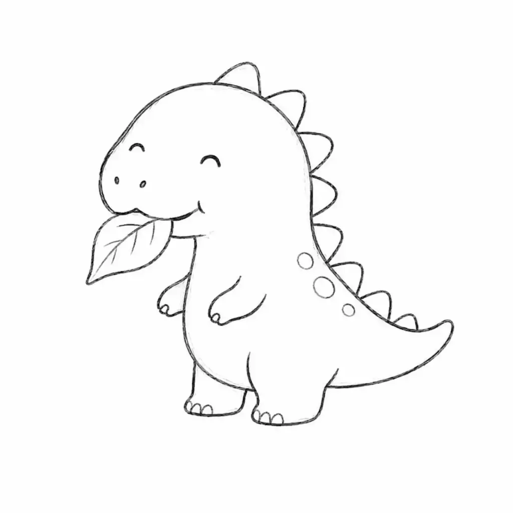 A Dinosaur Eating a Leaf